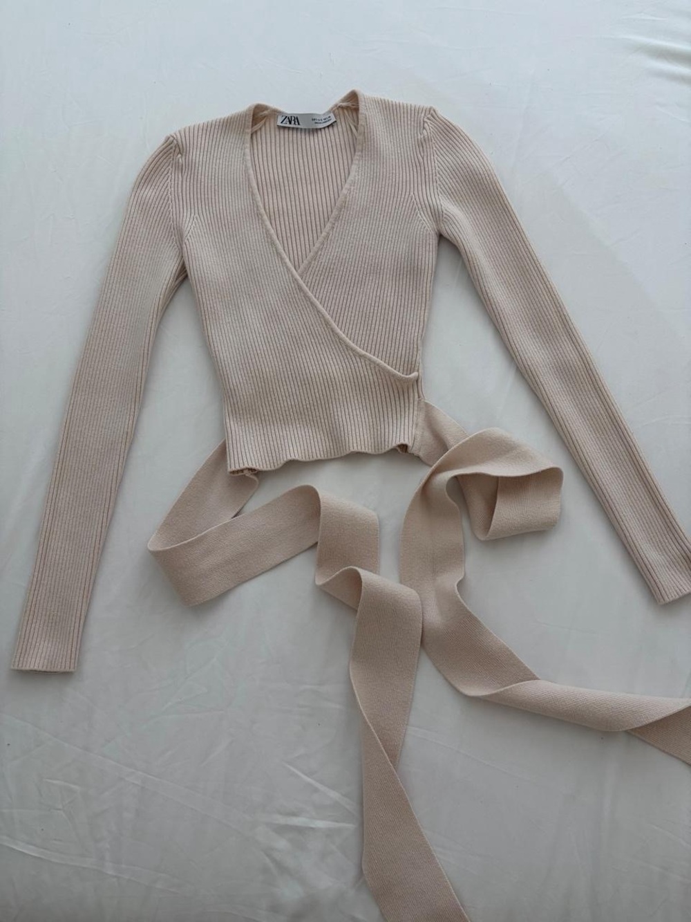 Ballet Ribbed Wrap Crop Top